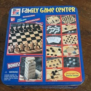 Vintage Family Game Center Tin - Blue Multi-Game Set